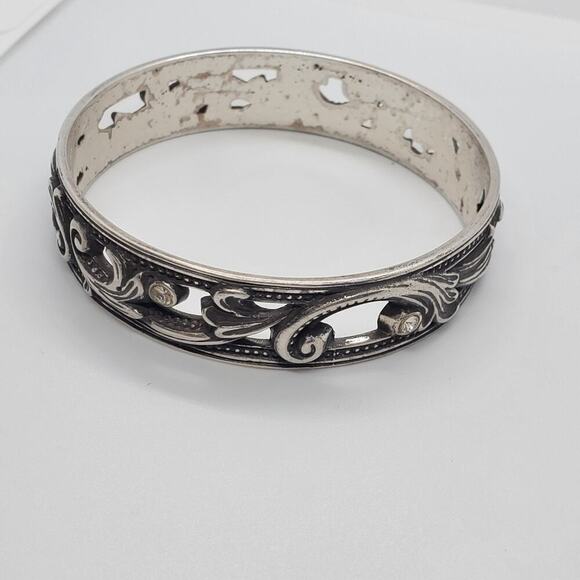 Brighton gorgeous silvertone clear Rhinestone Le Louvre Bangle Bracelet - Picture 3 of 5